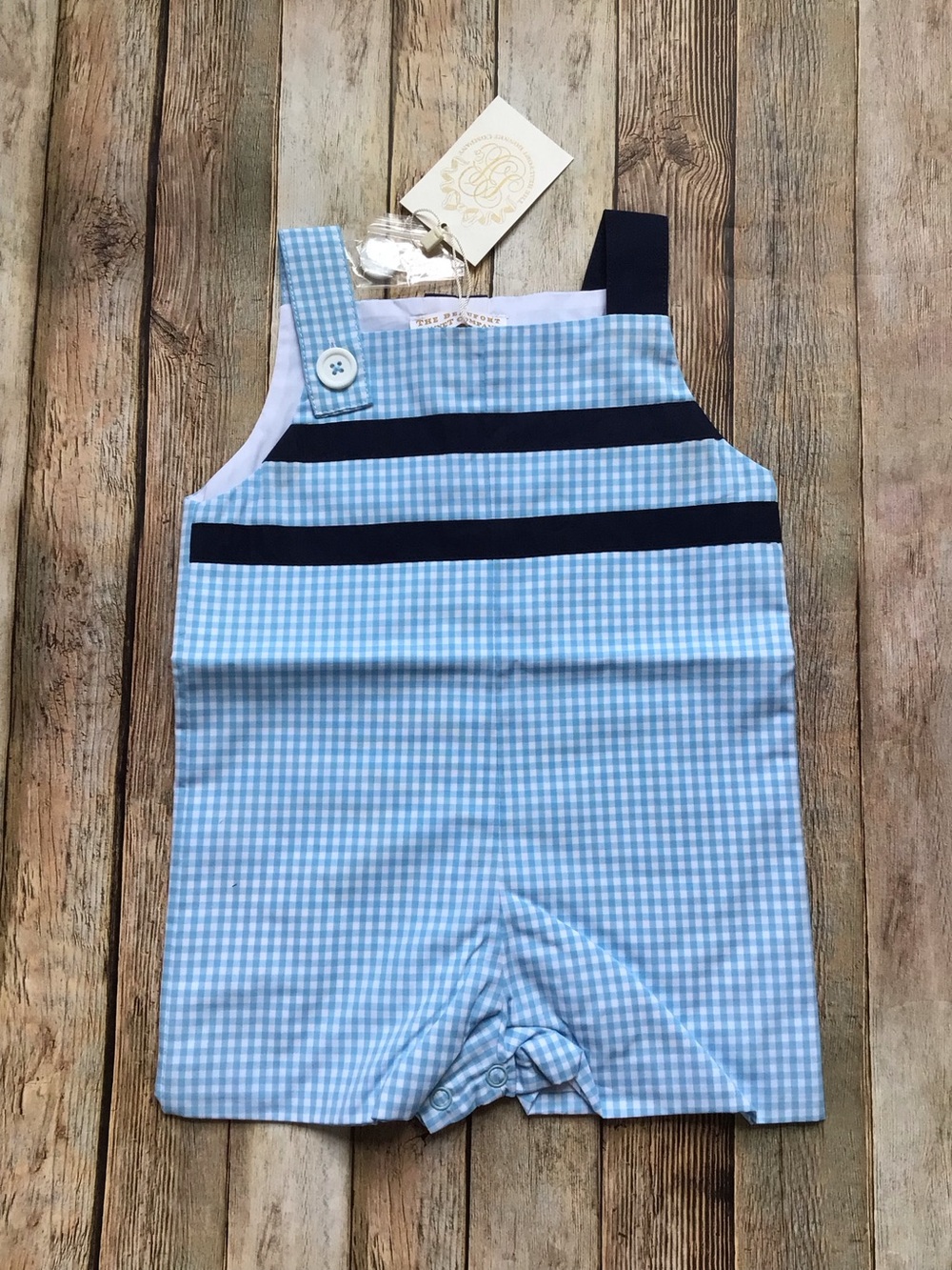 NWT Beaufort Bonnet TBBC Blue Mini Gingham Teddys Jon Jon